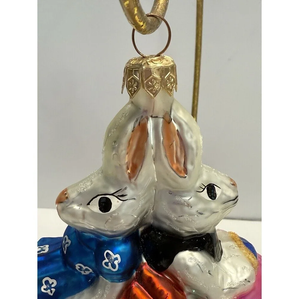 1997 Christopher Radko Glass BUNMOBILE Bunny & Easter Egg Car Christmas Ornament